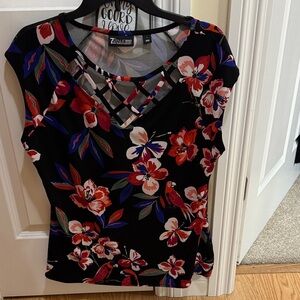 NY&C Women's Floral Top - Black and Red